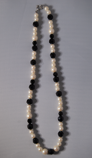 Black and white beaded choker necklace