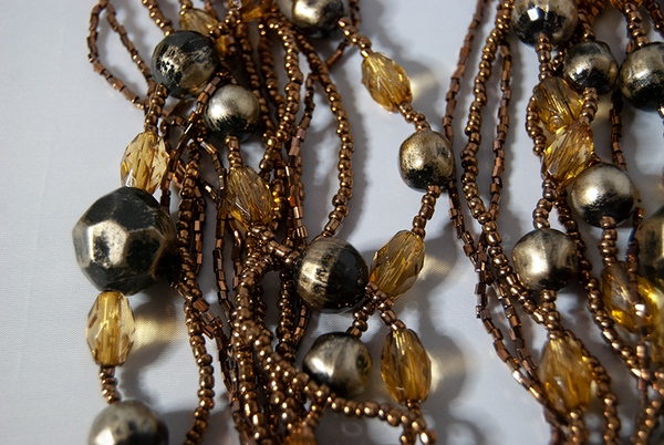 Citrine, Chrome, and Copper multi-strand beaded necklace