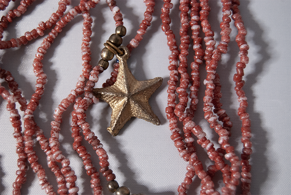 Coral and Starfish multi-strand charm necklace