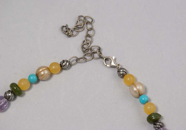 Semi-precious stone and glass bead necklace