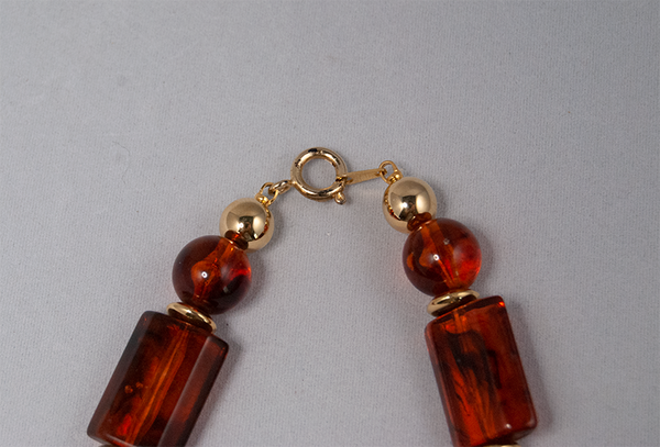 Faux amber stone bead necklace