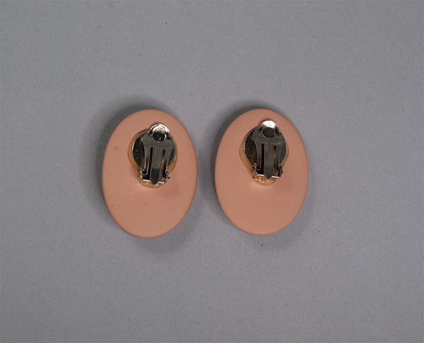 Faux terracotta plastic clip-on earrings