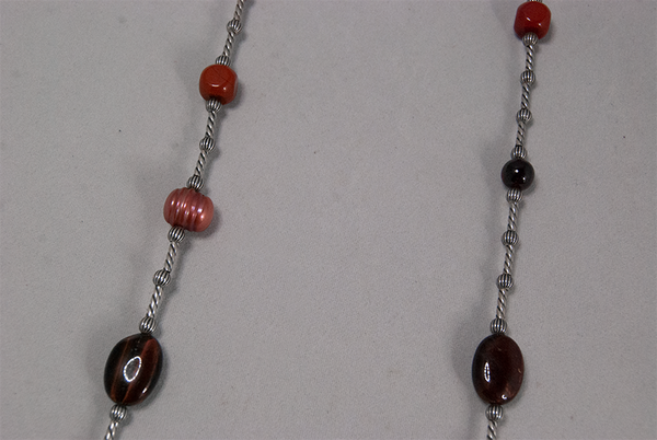 Rose and amber bead twisted chain necklace
