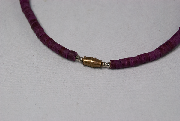 Plum wooden bead graduated necklace