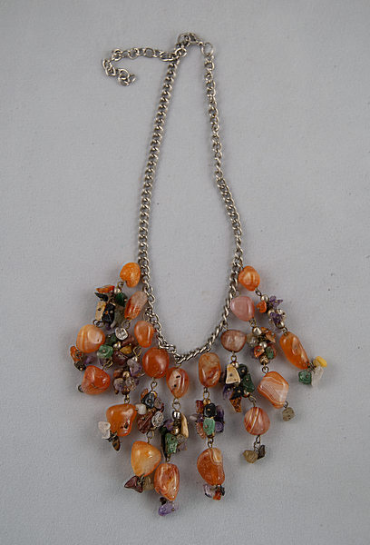 Orange cluster bib necklace