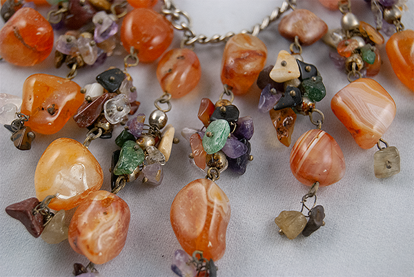 Orange cluster bib necklace