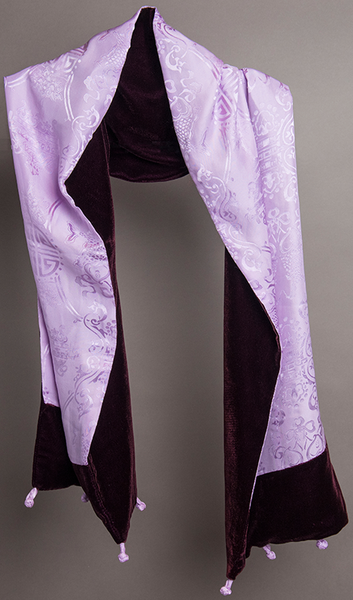 Carole Fraser Silk and Bordeaux Velvet Scarf in Lavender