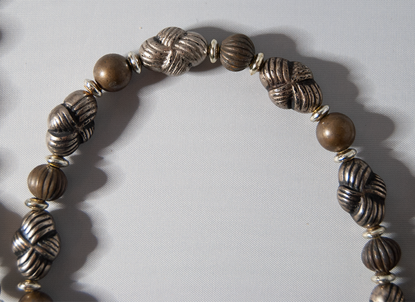 Olive and silver beaded necklace