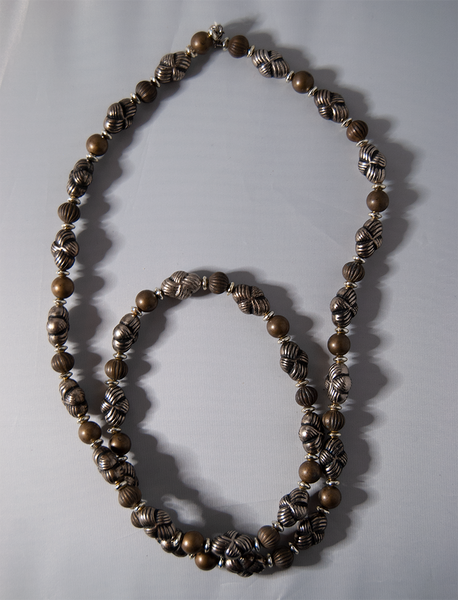 Olive and silver beaded necklace