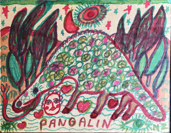 A Pangalin dinosaur in a forest.