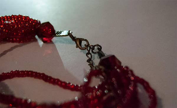 Red bead multi-strand layered necklace
