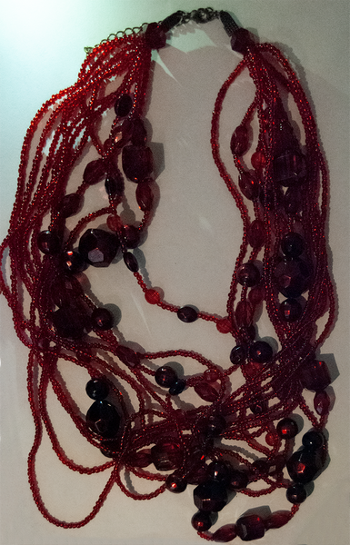 Red bead multi-strand layered necklace