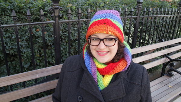 Rainbow Hat and Scarf Set