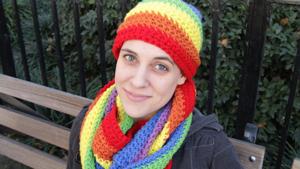 Rainbow Hat and Scarf Set